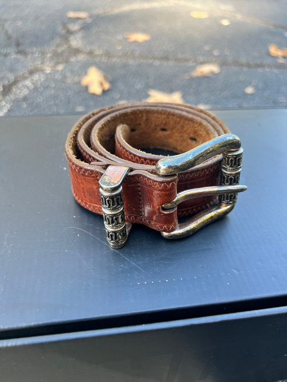 Genuine Brown Leather and Suede Belt - Gem