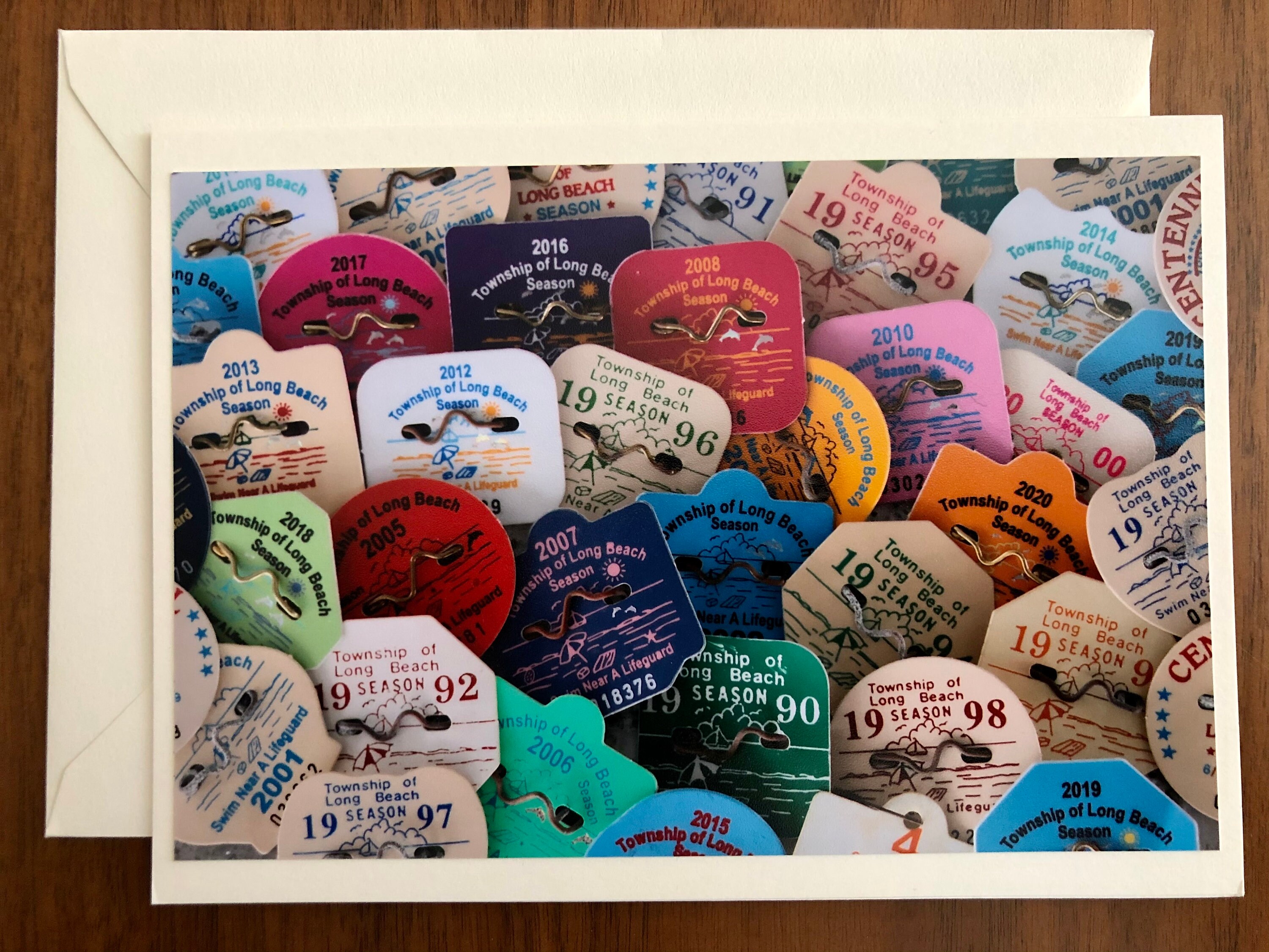 Beach Badge Collection Blank Greeting Card Long Beach Etsy