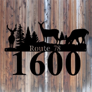 Nature, Deer, Cabin, Lodge, Address Sign, Metal Sign, Personalized, Wedding Gift, Housewarming Gift, Address, Weatherproof,