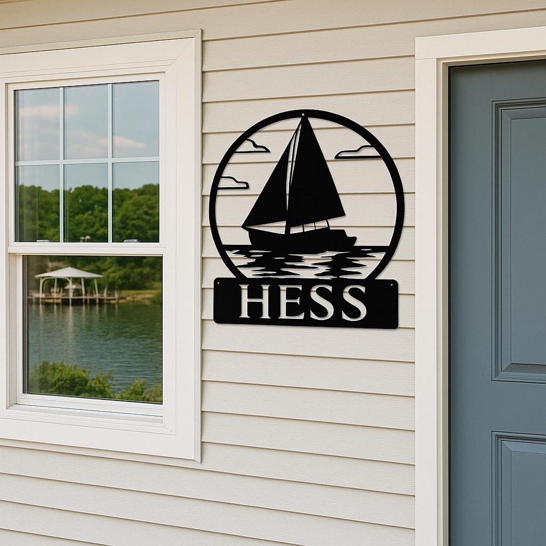 Personalized Sailboat Metal Sign | Nautical Lake House Decor | Boat ...