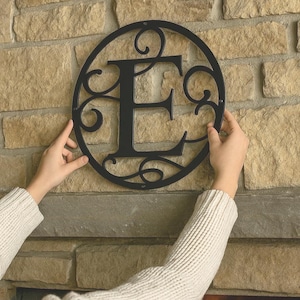 Custom Metal Monogram Sign - Elegant Scroll Wall Art