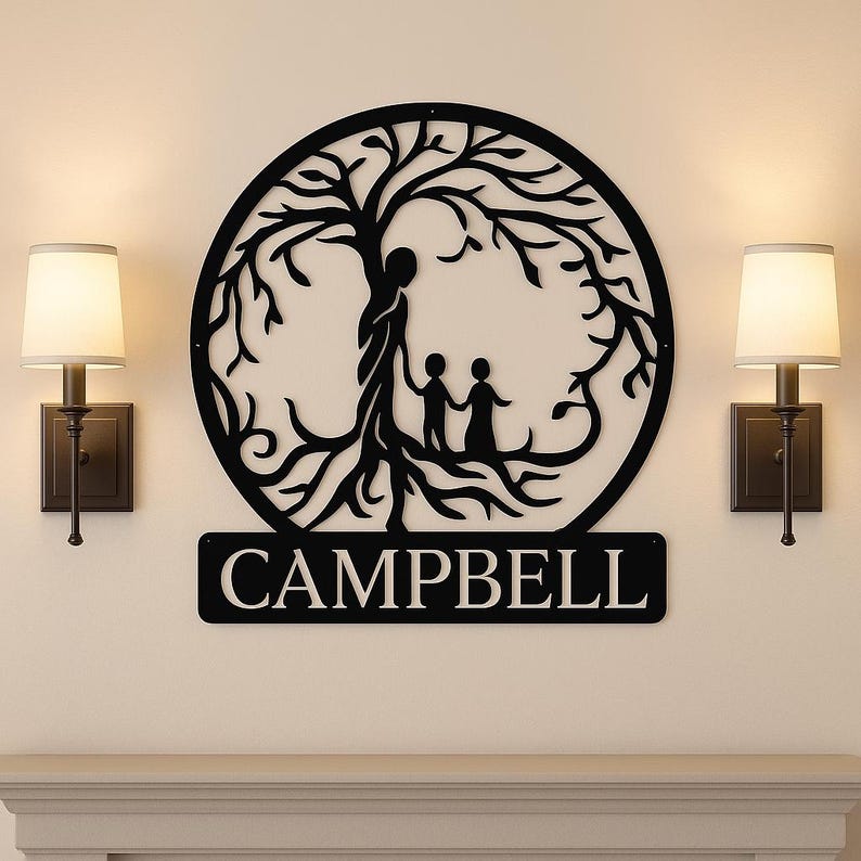 Custom Family Tree Metal Sign – Personalized Last Name Wall Decor - Etsy