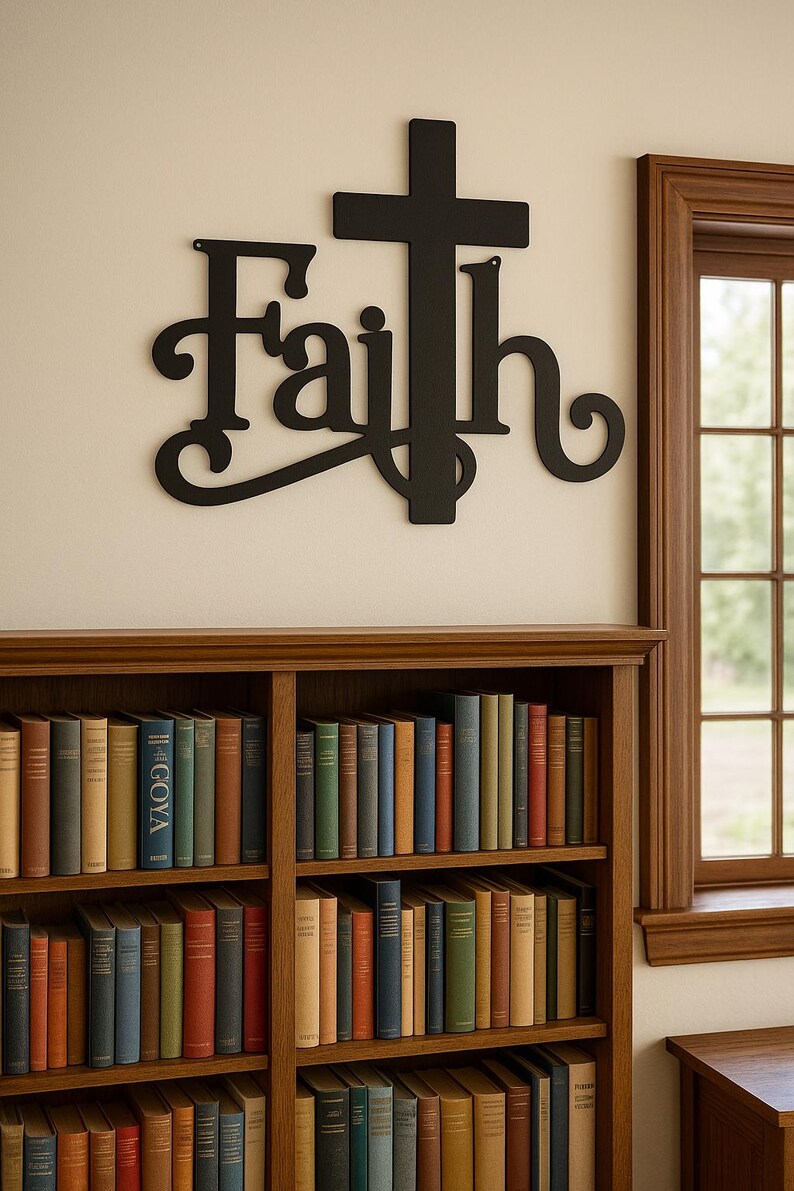 Faith Metal Wall Sign With Cross | Christian Home Decor | Inspirational ...