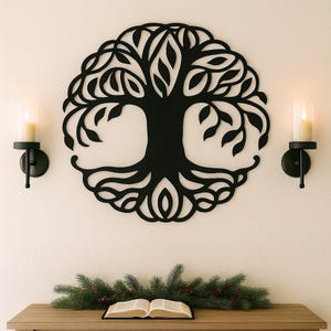 Metal Tree of Life Sign, Weatherproof Steel Wall Art image 1