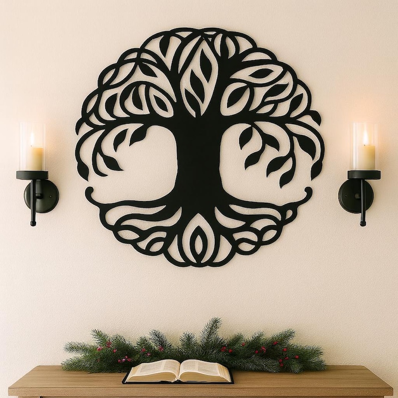 Metal Tree of Life Sign, Weatherproof Steel Wall Art image 1