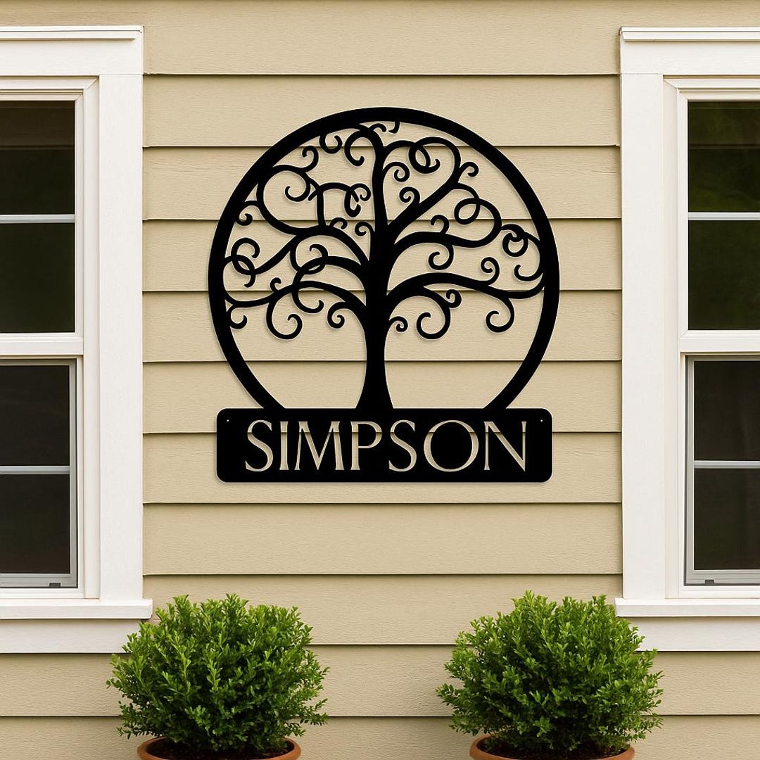Custom Family Tree Metal Sign | Last Name Wall Decor | Personalized ...