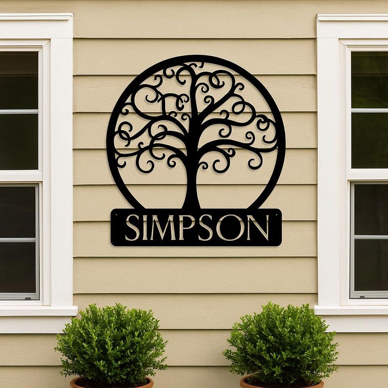 Custom Family Tree Metal Sign | Last Name Wall Decor | Personalized ...