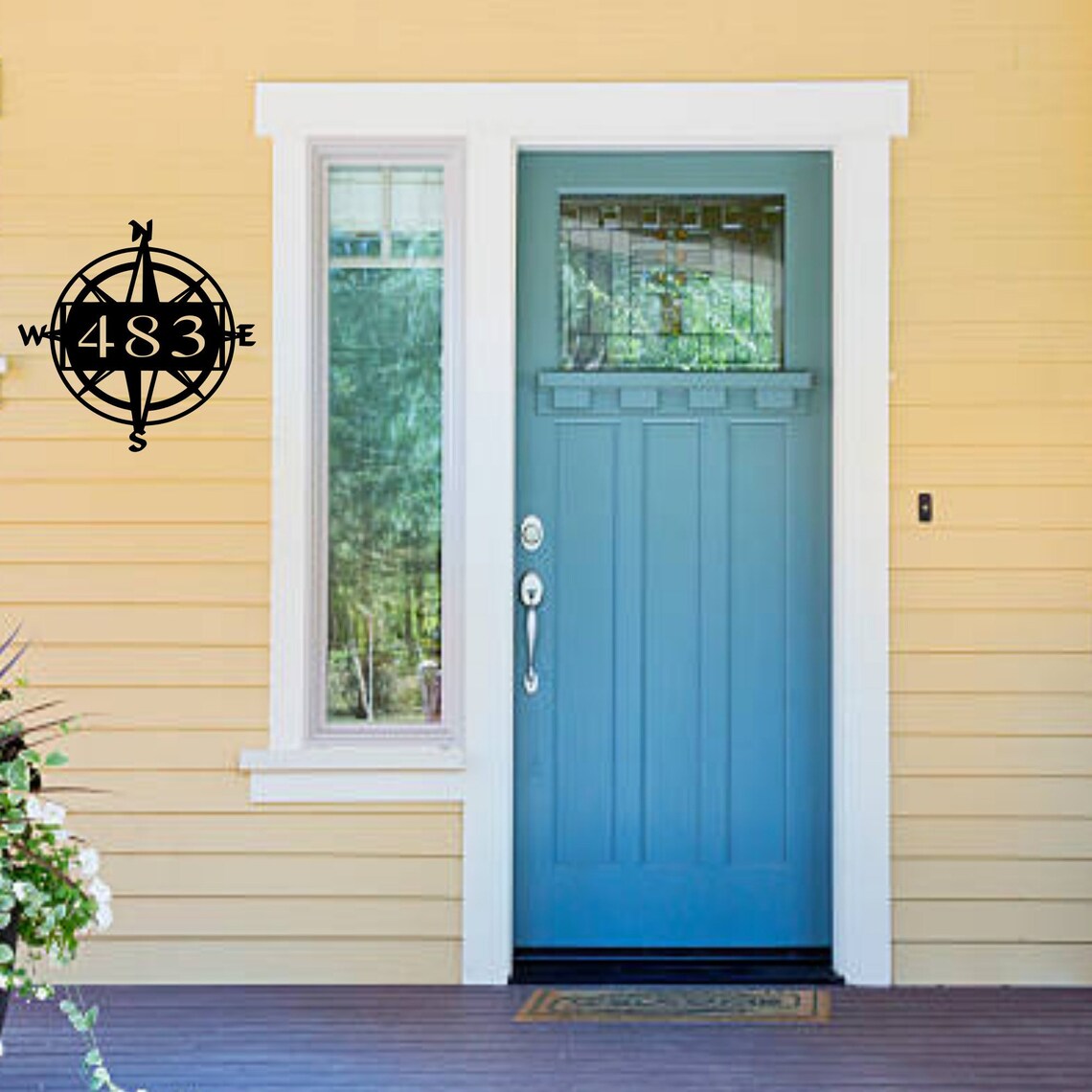Compass Nautical Address Sign Decorative Metal Sign Etsy