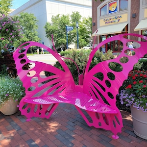 Butterfly Bench, Garden Bench, Sitting Bench, Custom, Unique, Showpiece, Patio, Sitting Area, Metal Bench, Rustproof