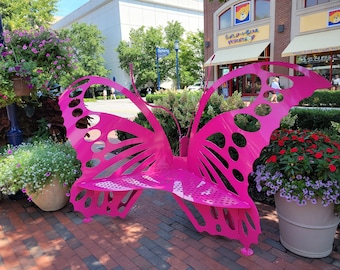 Butterfly Bench Garden Bench Sitting Bench Custom Unique Showpiece Patio Sitting Area Metal Bench Rustproof