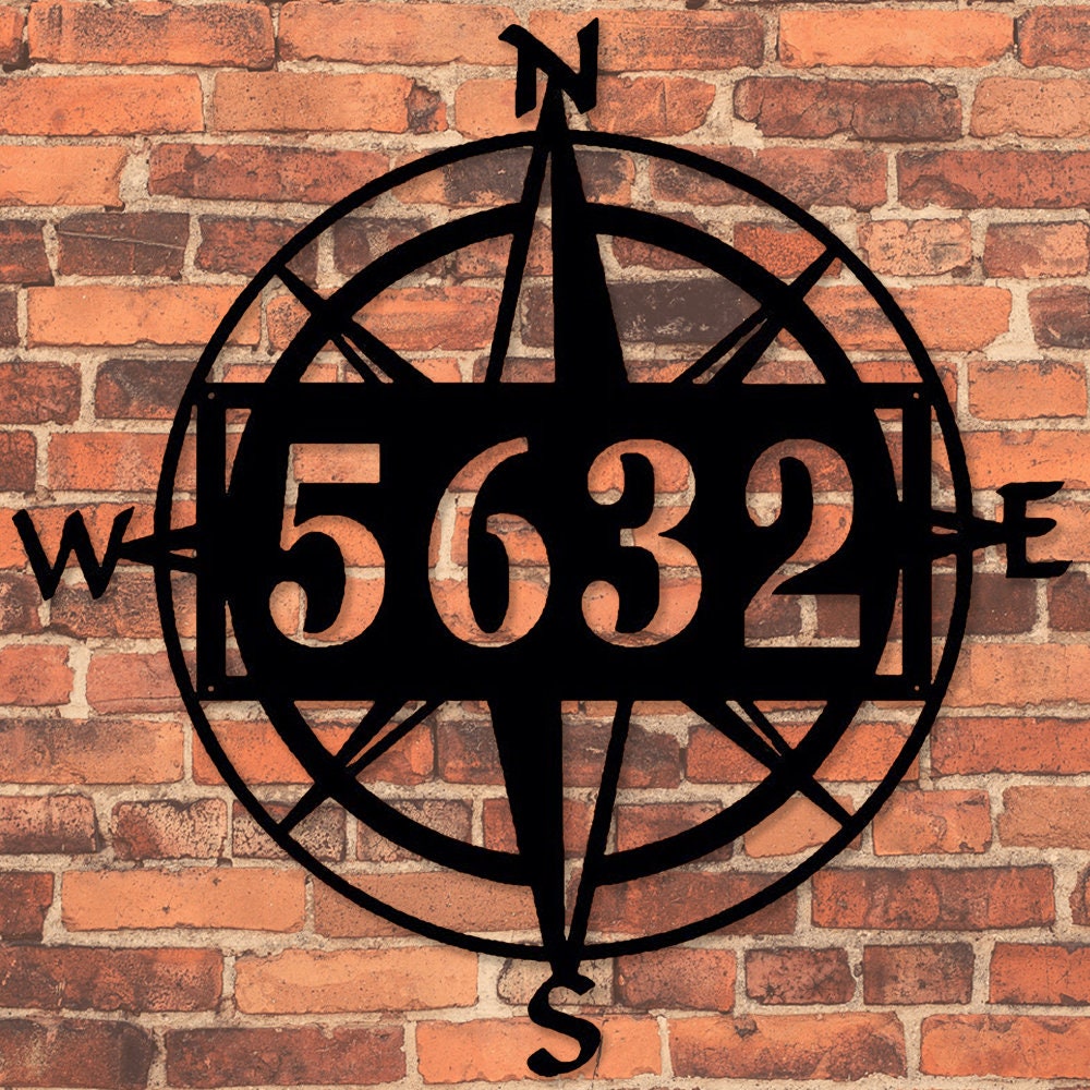 Compass Nautical Address Sign Decorative Metal Sign Etsy