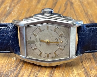Vintage 1934 Elgin Art Deco Men's/Unisex Watch - Wadsworth Case - 7 Jewels