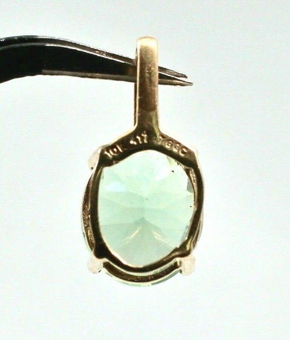 Vintage 10k Yellow Gold Green Stone with Diamond … - image 2