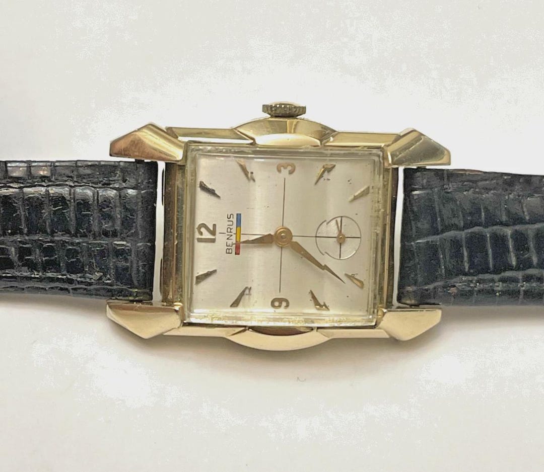 BENRUS 15石 手巻 腕時計 1940-50s Vintage 1950's Benrus Shock Absorber Men's Swiss Watch-excellent