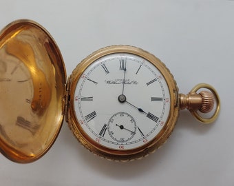 Antiek Amerikaans Waltham jachtzakhorloge uit 1883, maat 18