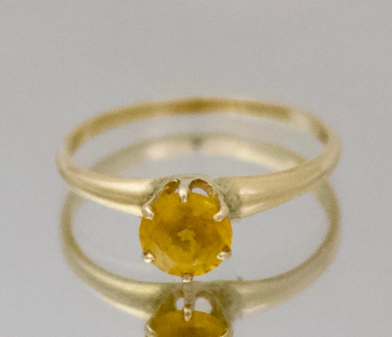 Victorian 10k Solid Gold Yellow Sapphire Ring - image 8