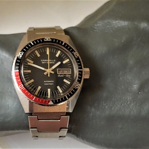 Vintage 1977 Caravelle Set-O-Matic “Devils Diver” 666 Feet Automatic Dual-Date  Men&#39;s Watch- Mint Condition