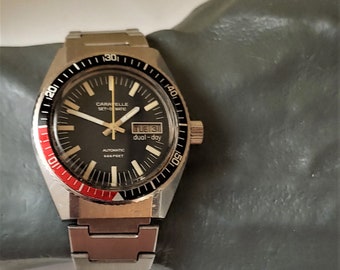 Vintage 1977 Caravelle Set-O-Matic “Devils Diver” 666 Feet Automatic Dual-Date  Men&#39;s Watch- Mint Condition