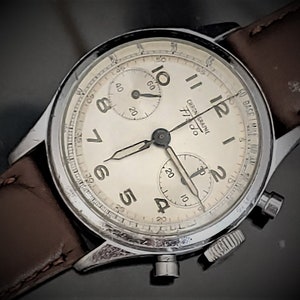 Vintage Fludo Landeron 48 Round Button Chronograph Men&#39;s Watch