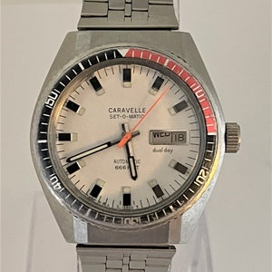 Vintage 1977 Caravelle 666 Diver Coke Day date Automatic  Men&#39;s Watch