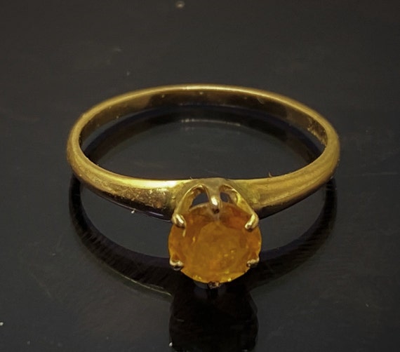 Victorian 10k Solid Gold Yellow Sapphire Ring - image 1