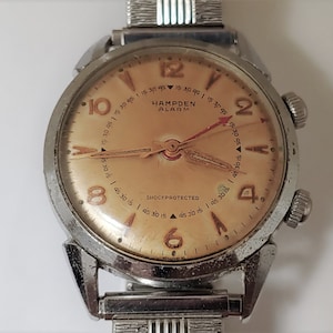 RARE Vintage 1960&#39;s Hampden Wrist Alarm Men&#39;s watch