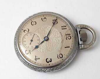 Antiguo 1924 Hamilton Illinois Grado 974 Tamaño 16s Reloj de bolsillo