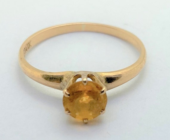 Victorian 10k Solid Gold Yellow Sapphire Ring - image 4