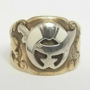 Antyczny, zabytkowy pierścień MASONIC Mystic Shrine z żółtego złota 14k, rozmiar 9