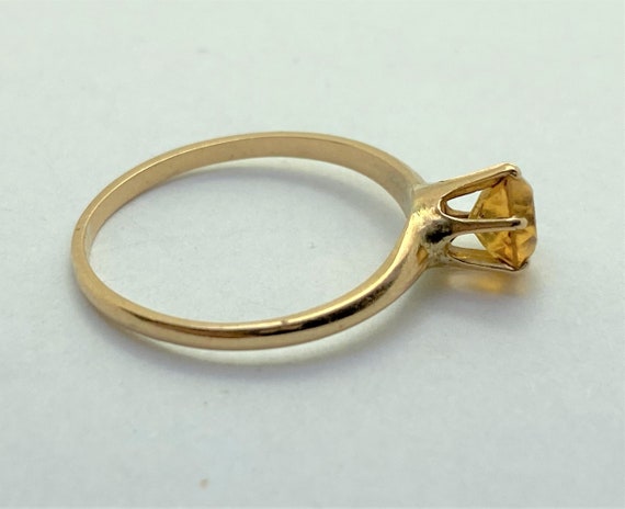 Victorian 10k Solid Gold Yellow Sapphire Ring - image 6