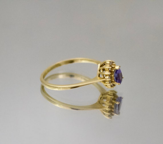 Vintage 14K Yellow Gold Tanzanite and Diamonds Ri… - image 2