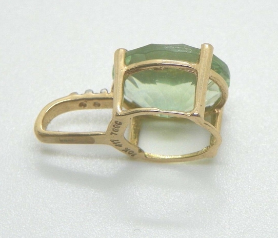 Vintage 10k Yellow Gold Green Stone with Diamond … - image 6