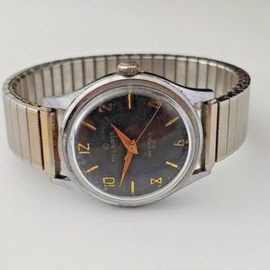 Vintage HELBROS Invincible Black Dial Men&#39;s Watch- Master Time Co M112.