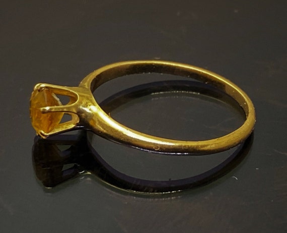 Victorian 10k Solid Gold Yellow Sapphire Ring - image 2