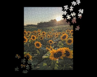 Sunflower Field Jigsaw Puzzle: Sunset Serenity, 252 Pieces (Digital Download)