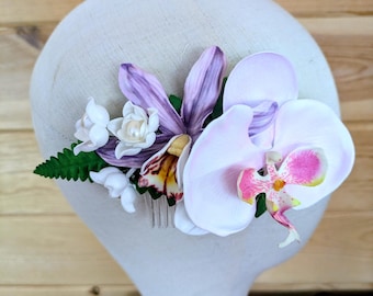 Orchid Floral Hair Comb – Blush & Lavender