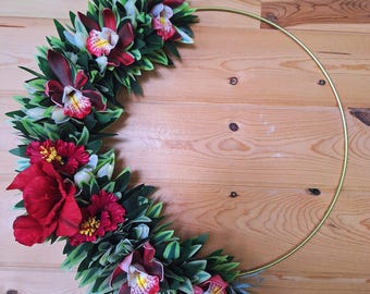 Haku Ruby Red Orchid Wreath