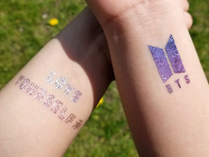 BTS Metallic Temporary Tattoos - KPOP tattoo stickers - Love Yourself.
