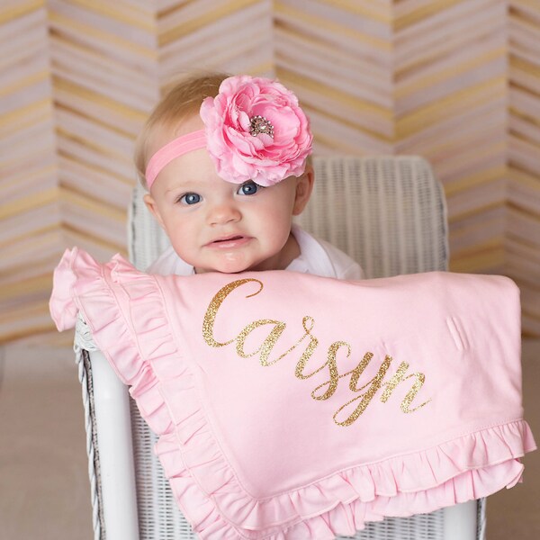 Girl's Print Bamboo Ruffle Toddler Blanket - Baby Rose Tie Dye