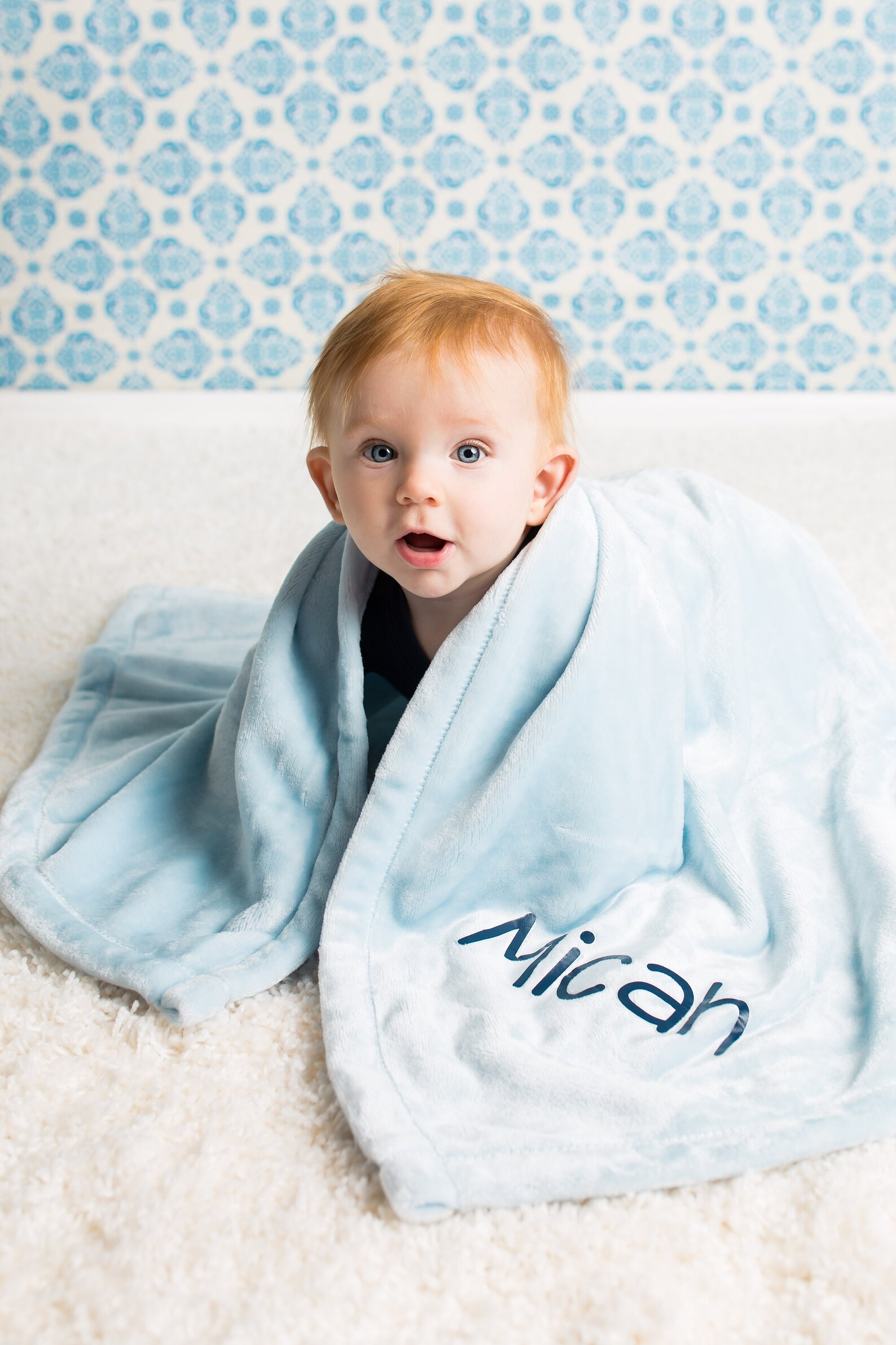 Personalized Blue Plush Baby Blanket Etsy