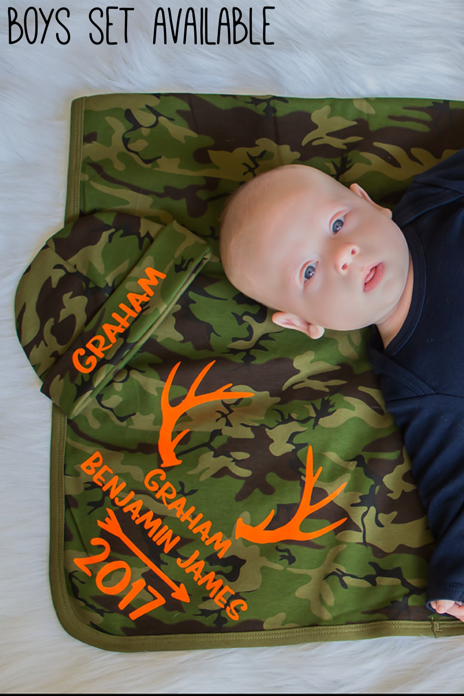 Personalised Pink Camo Baby Hat and Blanket Set Etsy