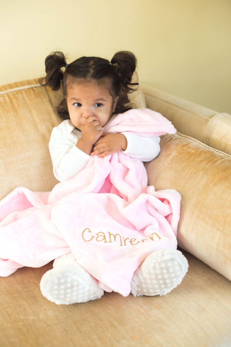 Personalized Pink Plush Baby Blanket Etsy