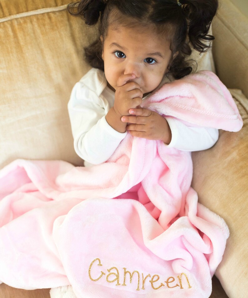 Personalized Pink Plush Baby Blanket Etsy