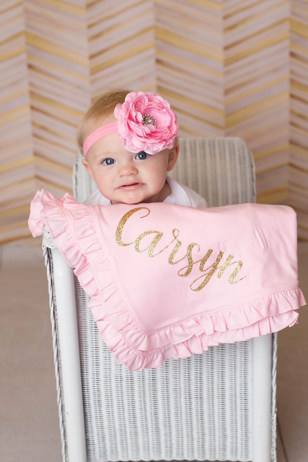 Personalized Ruffle Baby Girl Blanket Etsy
