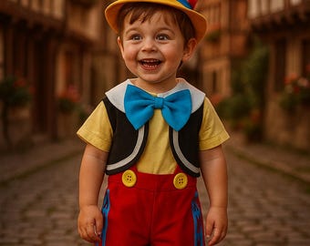 Pinocchio Boy Costume | Handmade 5-Piece Outfit for Birthday, Smash Cake, or Themed Party