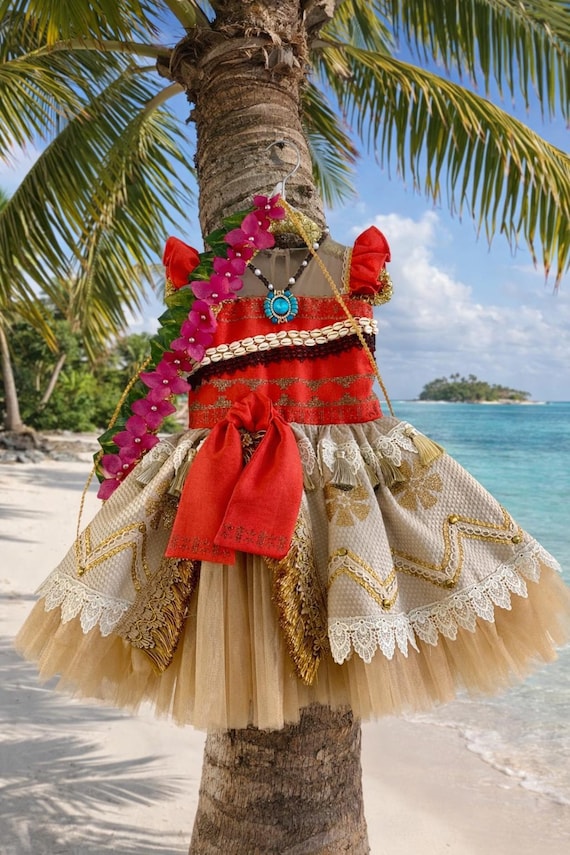 Handmade Moana-Inspired Dress with Optional Flower Crown