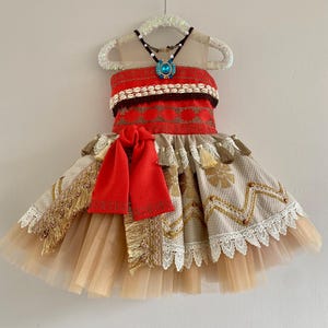 Moana-inspiriertes Kleid Moana Kostüm für Mädchen - Moana-inspiriertes Kleid und optionale Blumenkrone