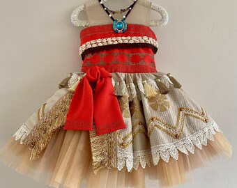 Handmade Moana-Inspired Dress with Optional Flower Crown