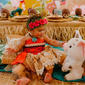 Moana-inspiriertes Kleid Moana Kostüm für Mädchen - Moana-inspiriertes Kleid und optionale Blumenkrone