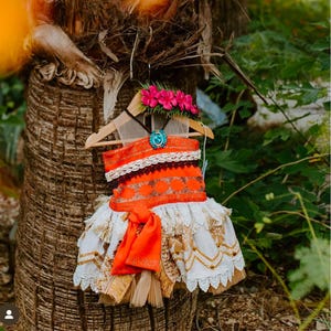 Moana-inspiriertes Kleid Moana Kostüm für Mädchen - Moana-inspiriertes Kleid und optionale Blumenkrone
